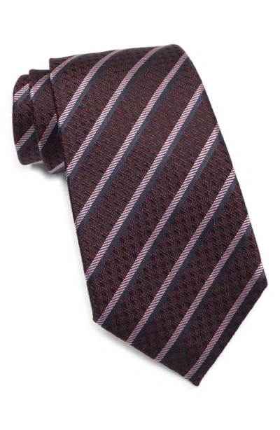 Zegna Ties Stripe Silk Tie In Brown