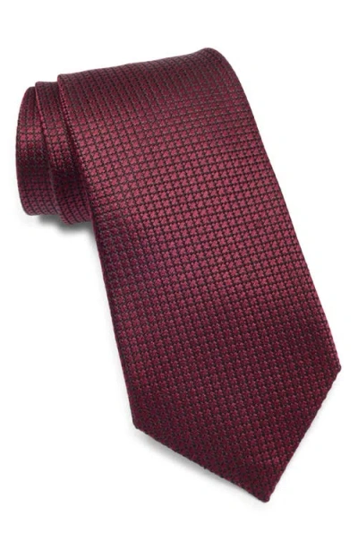 Zegna Ties Tonal Geo Pattern Silk Tie In Red