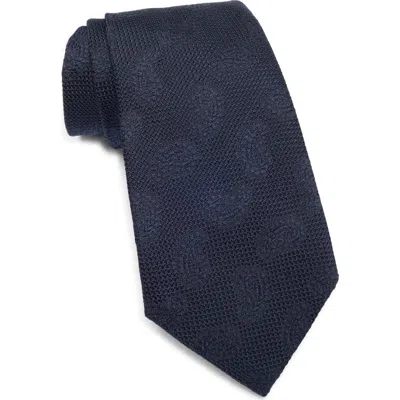 Zegna Ties Tonal Paisley Petal Silk Tie In Blue