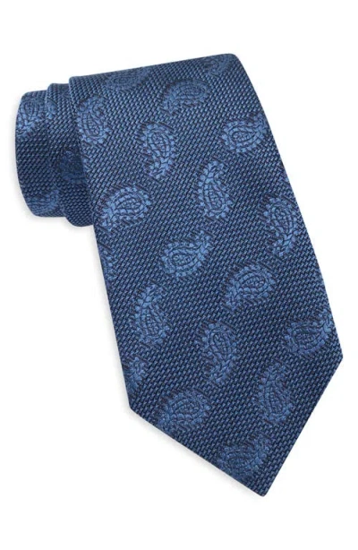 Zegna Ties Tonal Paisley Petal Silk Tie In Blue