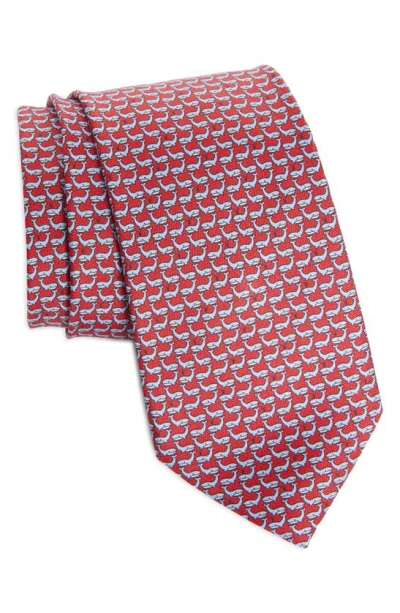 Zegna Ties Whale Print Silk Tie In Red