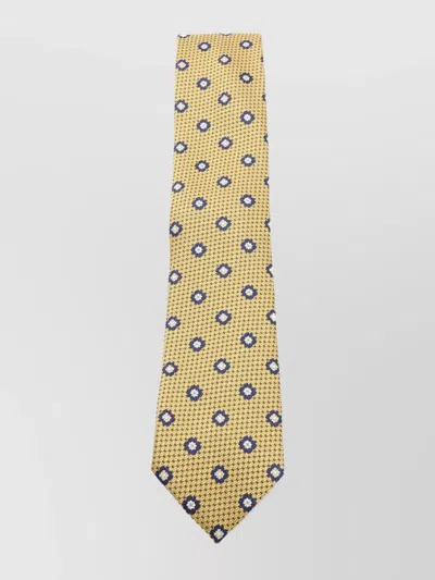 Zegna Ties With Pointed Tip And Patterned Design In Yellow