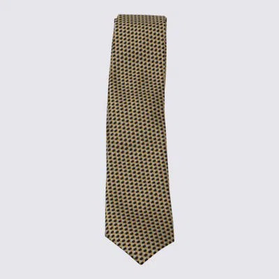 Zegna Geometric Pattern Ties Standard Width Design In Green