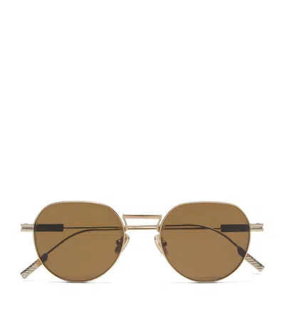 Zegna Tinted-lens Sunglasses In Gold