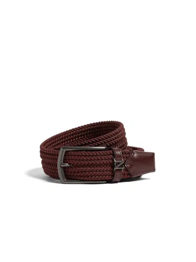 Zegna Tobacco Rayon Belt In Brun Tabac