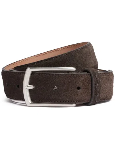 Zegna Tonal-stitch Detail Belt In Brown