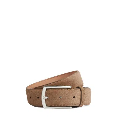 Zegna Tonal-stitch Detail Belt In Brown