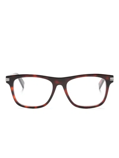 Zegna Tortoiseshell-effect Rectangle-frame Glasses In Multi