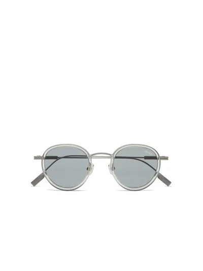 Zegna Transparent Light Green Titanium And Acetate Sunglasses