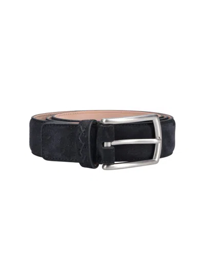 Zegna Triple Stitch Belt In Black