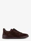 Zegna Triple Stitch Sneakers In Suede Leather In Brown