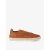 Zegna Triple Stitch Espadrilles En Veau Velours Foliage Foncé In Tan