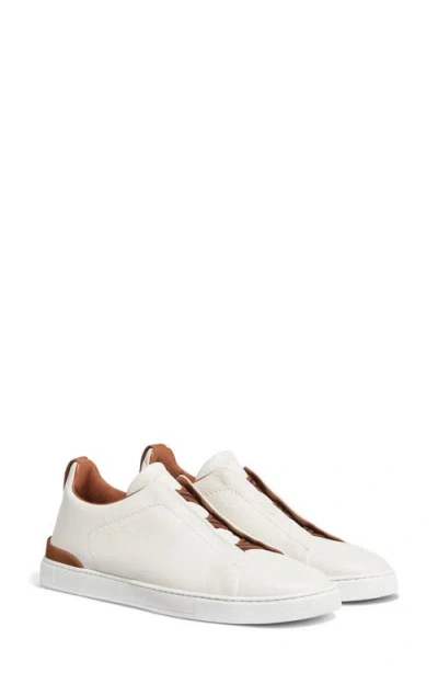 ZEGNA ZEGNA TRIPLE STITCH DEERSKIN LEATHER SLIP-ON SNEAKER