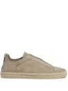Zegna Suede Triple Stitch Espadrilles In Gray