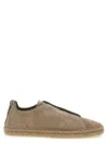 Zegna Suede Triple Stitch Espadrilles In Gray
