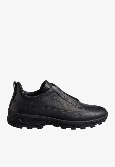Zegna Triple Stitch Grained Leather Monte Sneakers In Multi