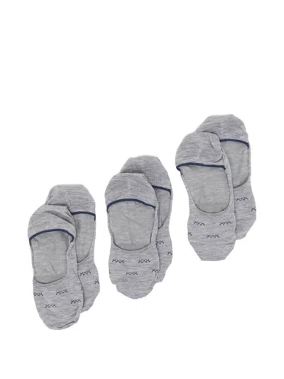 Zegna Triple Stitch Invisible Socks In Gray
