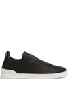Zegna Leather Sneakers In Black