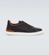 Zegna Triple Stitch Slip-on Sneakers In Black