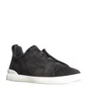Zegna Suede Leather Sneakers In Black