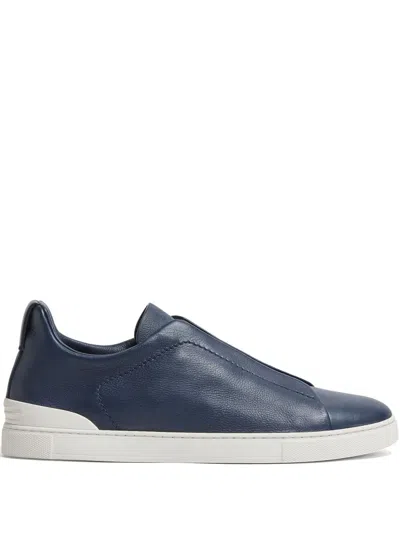 Zegna Triple Stitch Secondskin Sneakers In Blue