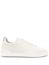 Zegna Triple Stitch Leather Sneakers In White