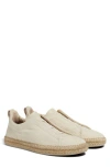 Zegna Triple Stitch™ Linen & Leather Espadrille Slip-on Sneaker
