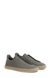 Zegna Canvas Triple Stitch Espadrilles In Medium Grey Solid