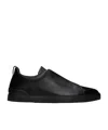 Zegna Triple Stitch Low-cut Skate Shoes In Black