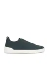 Zegna Men's Suede Triple Stitch Low Top Sneakers In Fondale