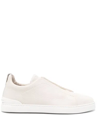 Zegna Triple Stitch Low-top Sneaker Shoes In Pan