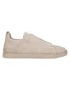 Zegna Triple Stitch Suede Sneaker In Ads Light Taupe