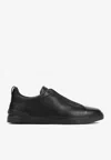 Zegna Triple Stitch Low-cut Skate Shoes In Black