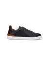 Zegna Triple Stitch Sneakers In Black  