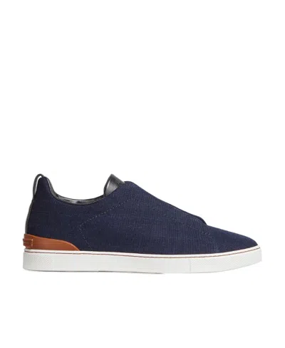 ZEGNA ZEGNA DENIM TRIPLE STITCH SNEAKERS
