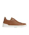 Zegna Triple Stitch Low-top Sneakers In Brown