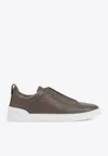 Zegna Triple Stitch Low-top Sneakers In Brown