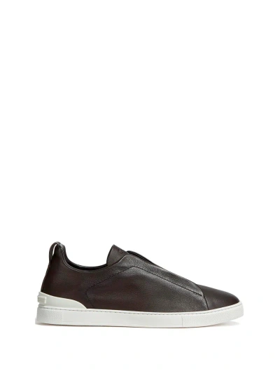 Zegna `triple Stitch` Low-top Sneakers In Brown