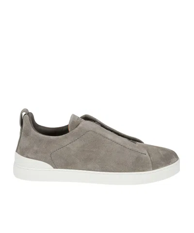 Zegna Triple Stitch Low Top Sneakers In Gray