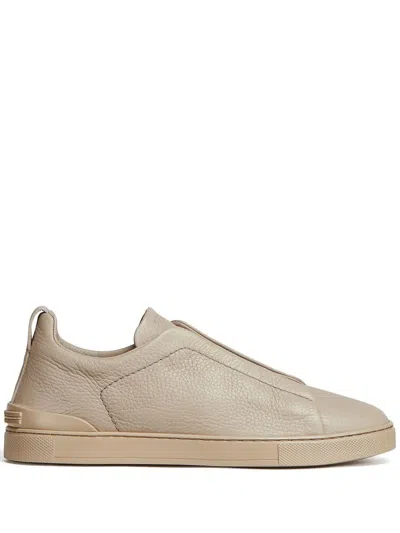 Zegna Triple Stitch Suede Sneaker In Ads Light Taupe