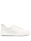 Zegna Triple Stitch Leather Sneakers In White