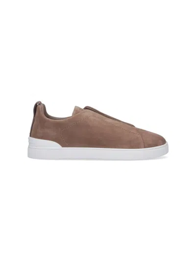 Zegna "triple Stitch™" Low-top Sneakers In Neutral