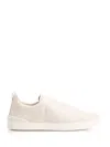 Zegna Triple-stitch Low-top Sneakers In Ivory