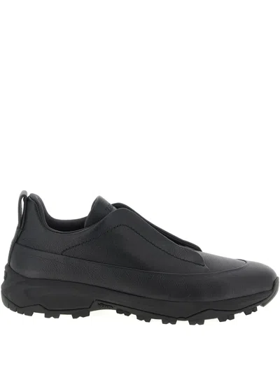 Zegna Triple Stitch™ Monte Leather Sneakers In Black