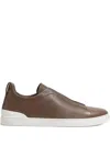 Zegna Brown Triple Stitch Secondskin Sneakers In Brown