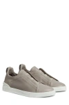 Zegna Triple Stitch Slip-on Sneaker In Gray