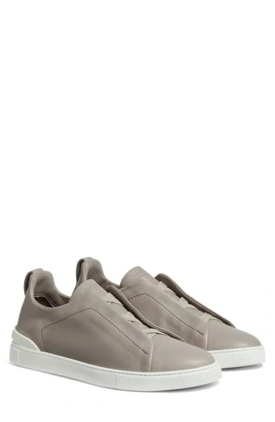 Zegna Triple Stitch Slip-on Sneaker In Gray