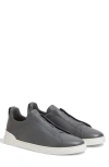 Zegna Leather Sneakers In Gray