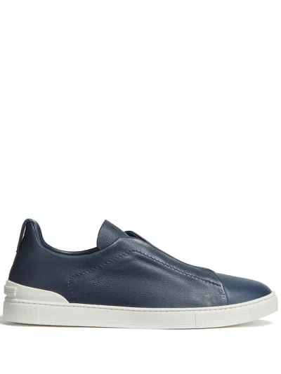Zegna Triple Stitch Secondskin Sneakers In Blue