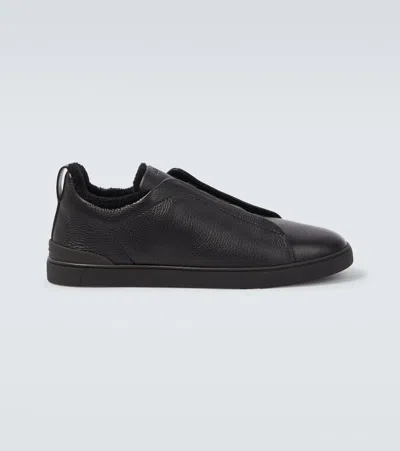 ZEGNA TRIPLE STITCH SHEARLING-LINED SNEAKERS